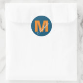 Monogram Eigenname Initial Modern Ocean Blue Orang Runder Aufkleber (Tasche)