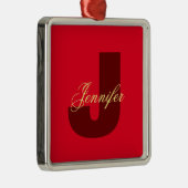 Monogram Eigenname Initial Modern Schlicht Minimal Ornament Aus Metall (Rechts)