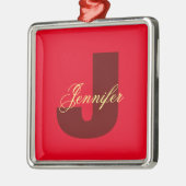 Monogram Eigenname Initial Modern Schlicht Minimal Ornament Aus Metall (Links)