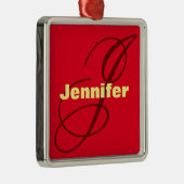 Monogram Eigenname Initial Modern Schlicht Minimal Ornament Aus Metall (Rechts)