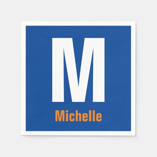 Monogram Eigenname Initial Modern Schlicht Minimal Serviette (Vorderseite)