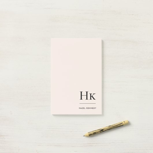 Monogram Einfach Modernes Chic Rosa Mit Monogramm Post-it Klebezettel (Auf Schreibtisch)