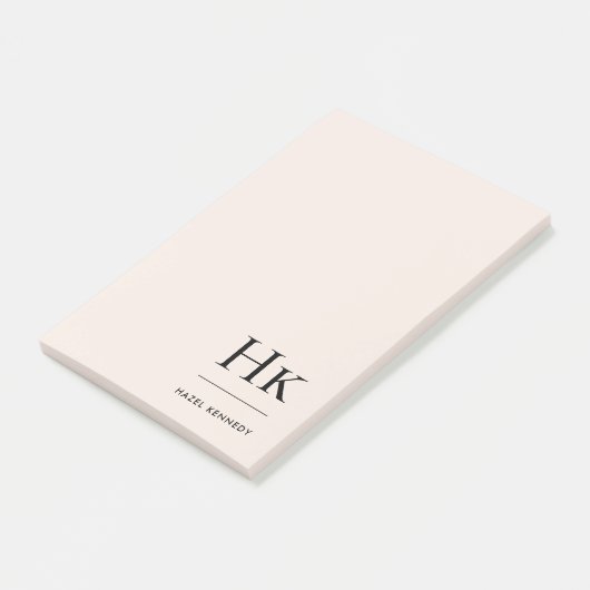 Monogram Einfach Modernes Chic Rosa Mit Monogramm Post-it Klebezettel (angewinkelt)