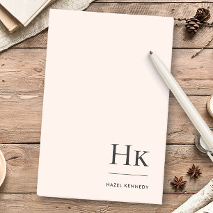 Monogram Einfach Modernes Chic Rosa Mit Monogramm Post-it Klebezettel