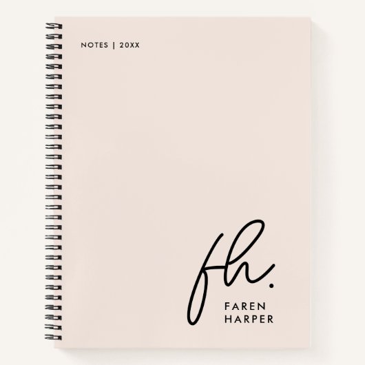 Monogram Einfache Skripte Blindfarben Personalisie Notizblock (Vorderseite)