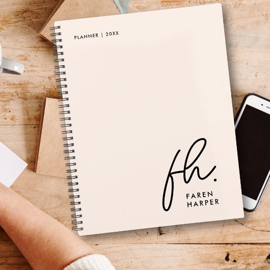 Monogram Einfache Skripte Blindfarben Personalisie Planer