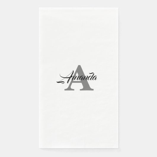 Monogram Einfaches Eleganter Individuelle Name Sil Serviette (Vorderseite)
