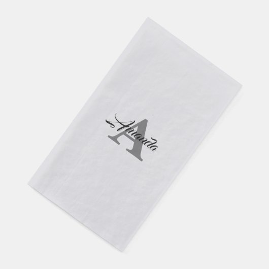 Monogram Einfaches Eleganter Individuelle Name Sil Serviette (Ecke)