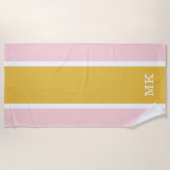 Monogram, einfaches rosa, orangefarbenes Strickhan Strandtuch (Vorderseite)