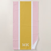 Monogram, einfaches rosa, orangefarbenes Strickhan Strandtuch (Vorderseite)