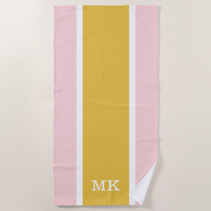 Monogram, einfaches rosa, orangefarbenes Strickhan Strandtuch