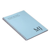 Monogram einfarbig blau trendy Business Notizblock (Rechte Seite)