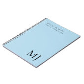 Monogram einfarbig blau trendy Business Notizblock (Linke Seite)