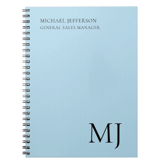 Monogram einfarbig blau trendy Business Notizblock (Vorderseite)