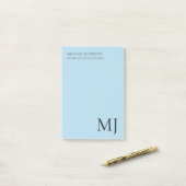 Monogram einfarbig blau trendy Business Post-it Klebezettel (Auf Schreibtisch)