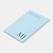 Monogram einfarbig blau trendy Business Post-it Klebezettel (angewinkelt)