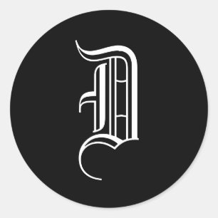 Monogram Einladung Siegel "D" Old English Style Runder Aufkleber