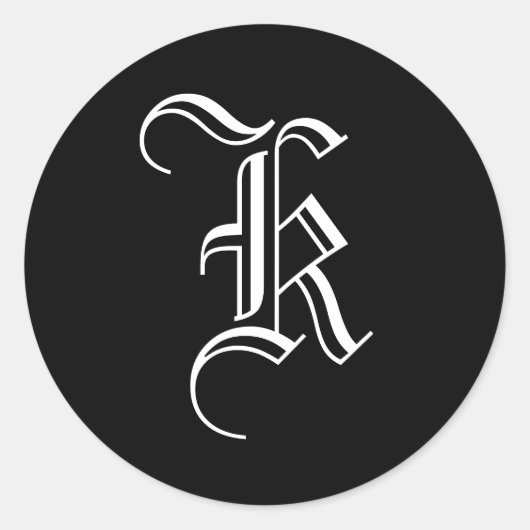 Monogram Einladung Siegel "K" Old English Style Runder Aufkleber (Vorderseite)