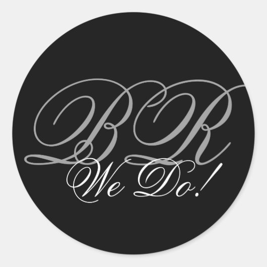 Monogram Einladung Siegel Wir tun! Runder Aufkleber (Vorderseite)