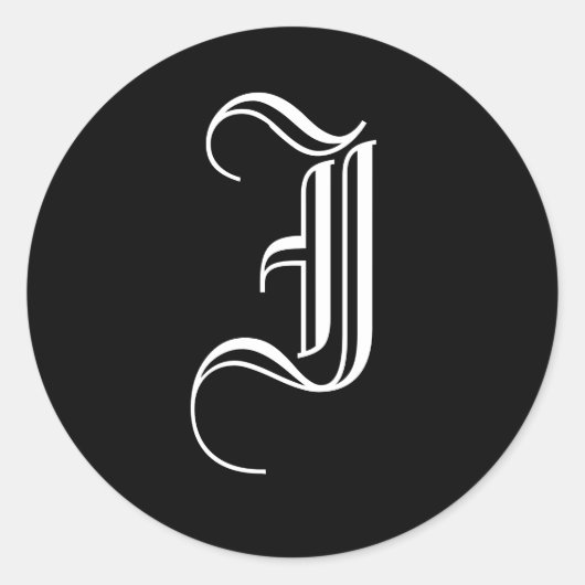 Monogram Einladungs-Siegel Letter "I" Old English Runder Aufkleber (Vorderseite)