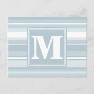 Monogram Eisblaue Streifen Postkarte