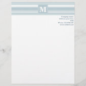 Monogram Eisblauer Streifen Briefbogen (Vorderseite)
