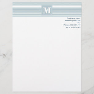 Monogram Eisblauer Streifen Briefbogen