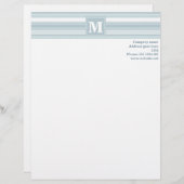 Monogram Eisblauer Streifen Briefbogen (Vorne/Hinten)