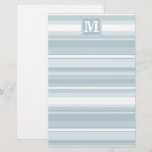 Monogram Eisblauer Streifen Briefpapier (Vorne/Hinten)