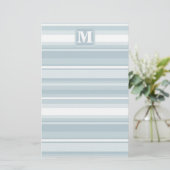 Monogram Eisblauer Streifen Briefpapier (Stehend Vorderseite)