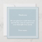 Monogram Eisblauer Streifen Dankeskarte (Rückseite)