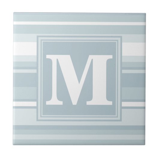 Monogram Eisblauer Streifen Fliese (Vorderseite)
