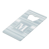 Monogram Eisblauer Streifen Geldkarten Flaschenöffner (Vorderseite Schrägansicht)