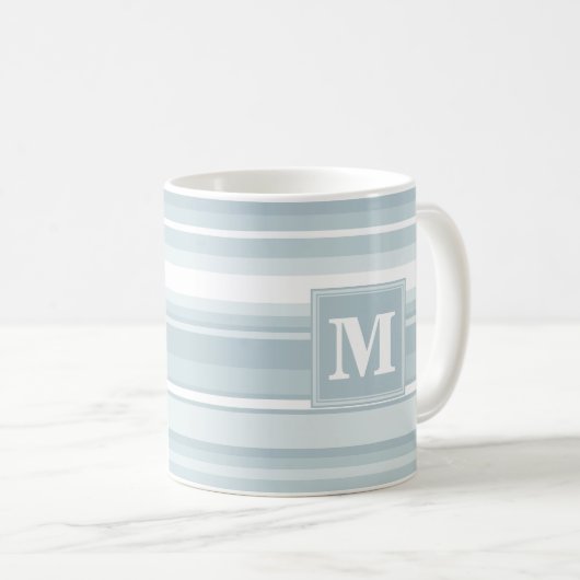 Monogram Eisblauer Streifen Kaffeetasse (VorderseiteRechts)