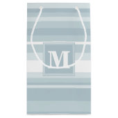Monogram Eisblauer Streifen Kleine Geschenktüte (Rückseite)
