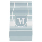 Monogram Eisblauer Streifen Kleine Geschenktüte (Vorderseite)