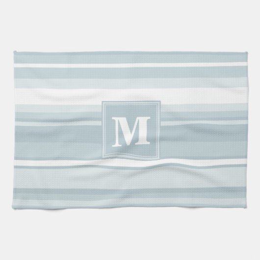 Monogram Eisblauer Streifen Küchentuch (Horizontal)