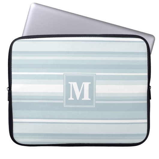 Monogram Eisblauer Streifen Laptopschutzhülle (Vorderseite)