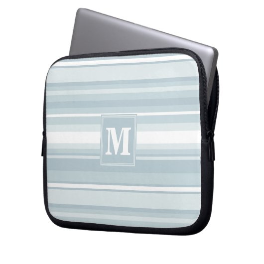 Monogram Eisblauer Streifen Laptopschutzhülle (Vorderseite Links)