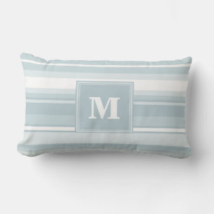 Monogram Eisblauer Streifen Lendenkissen