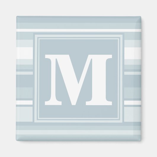 Monogram Eisblauer Streifen Magnet (Vorne)
