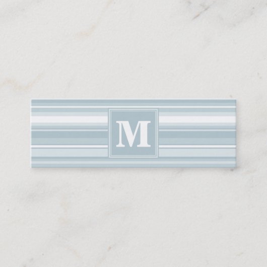 Monogram Eisblauer Streifen Mini Visitenkarte (Vorderseite)