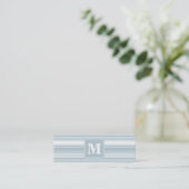 Monogram Eisblauer Streifen Mini Visitenkarte (Stehend Vorderseite)