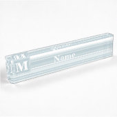Monogram Eisblauer Streifen Namensplakette