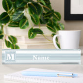 Monogram Eisblauer Streifen Namensplakette
