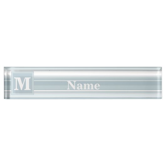 Monogram Eisblauer Streifen Namensplakette (Vorderseite)