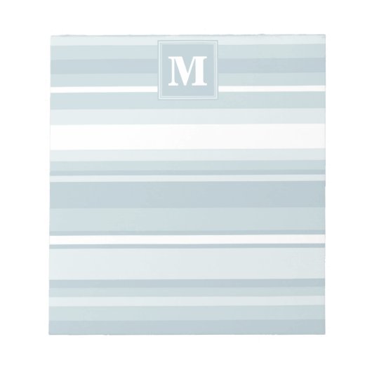 Monogram Eisblauer Streifen Notizblock (Vorderseite)