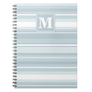 Monogram Eisblauer Streifen Notizblock