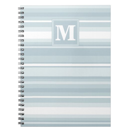 Monogram Eisblauer Streifen Notizblock (Vorderseite)