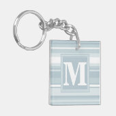 Monogram Eisblauer Streifen Schlüsselanhänger (Vorderseite links)
